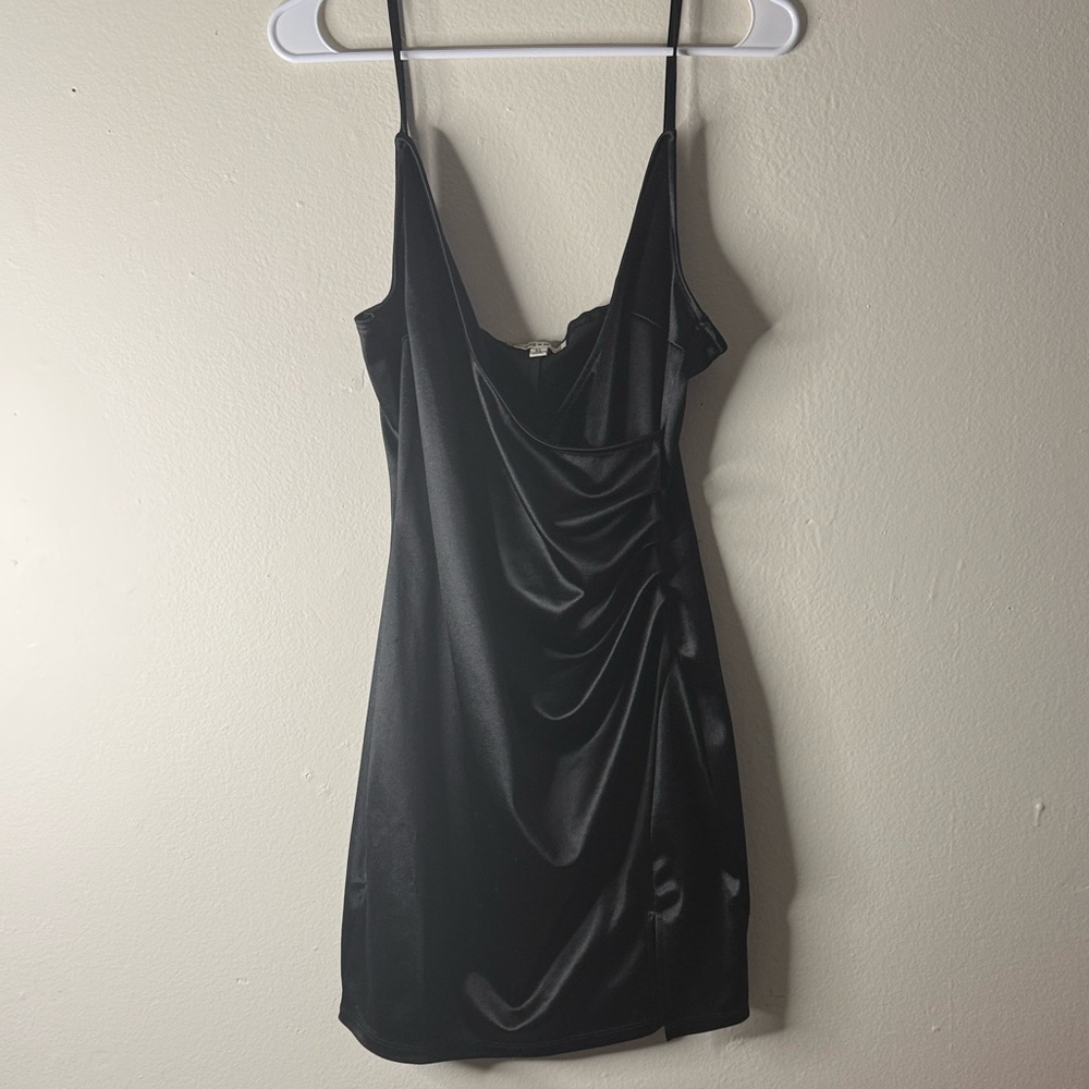 Inspired Hearts Black Satin Mini Dress